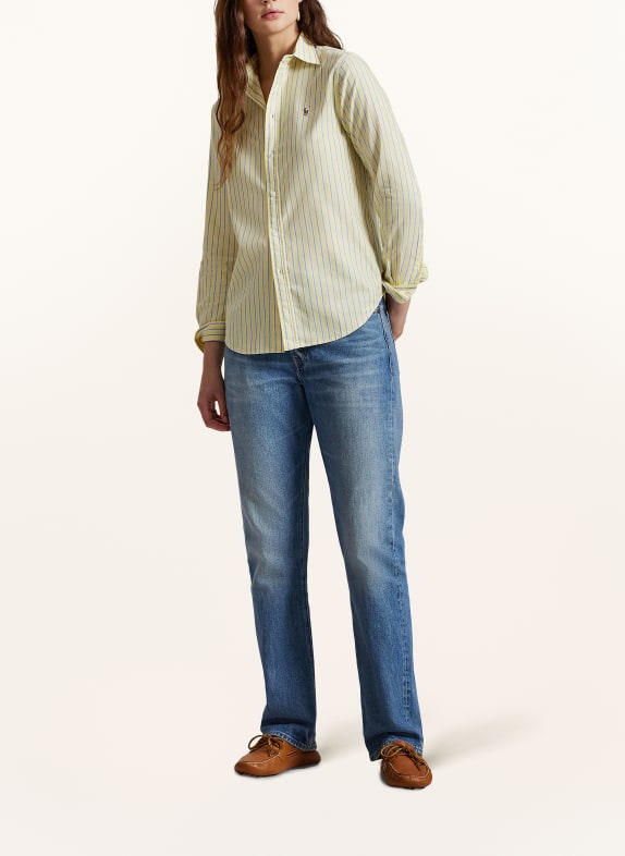 POLO RALPH LAUREN overhemdblouse LICHTGEEL / DONKERBLAUW / WIT