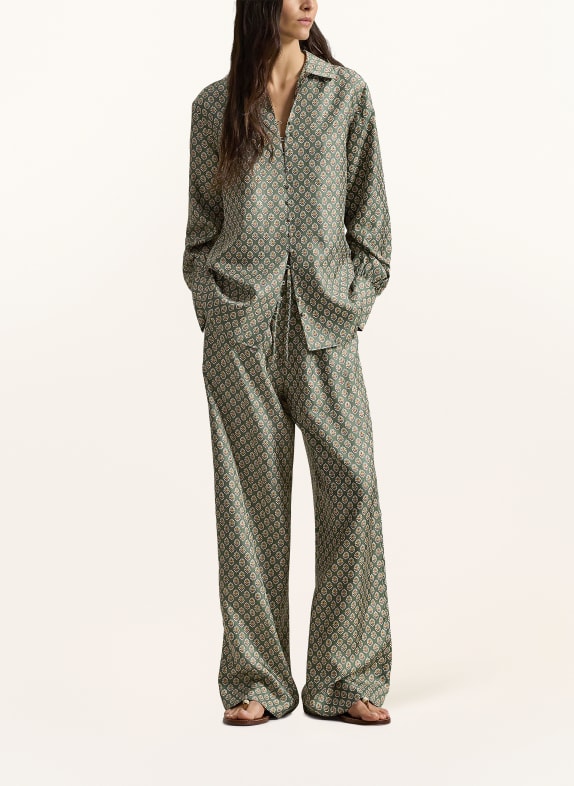 POLO RALPH LAUREN Zijden overhemdblouse DONKERGROEN / DONKERROOD / WIT