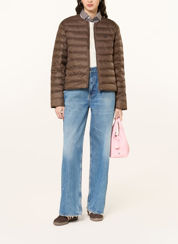 POLO RALPH LAUREN prošívaná bunda TMAVĚ HNĚDÁ