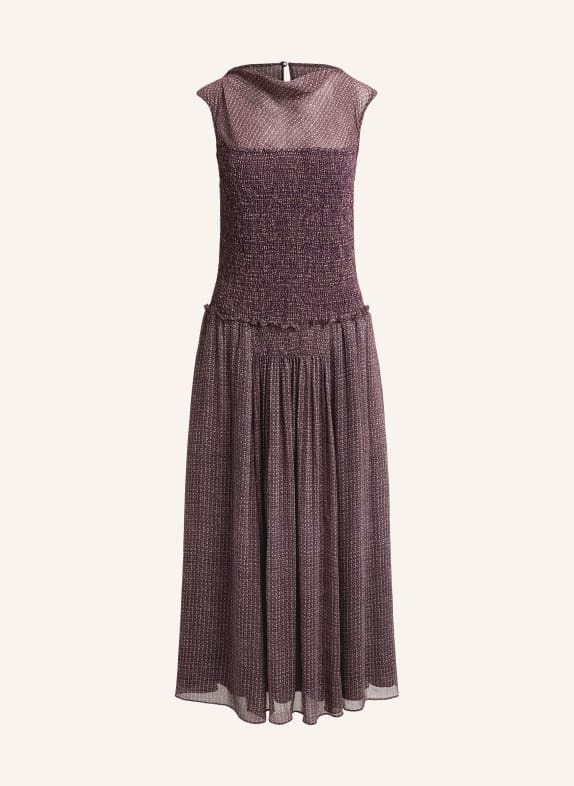 POLO RALPH LAUREN Kleid mit Rüschen DUNKELLILA / HELLBRAUN