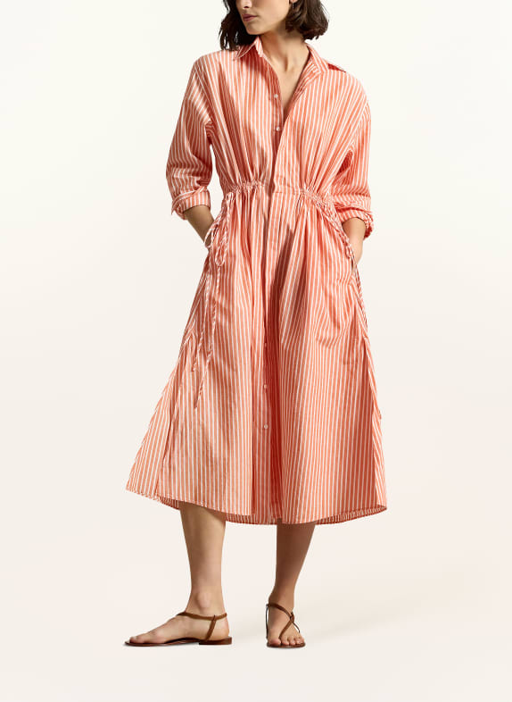 POLO RALPH LAUREN Hemdblusenkleid ORANGE / WEISS