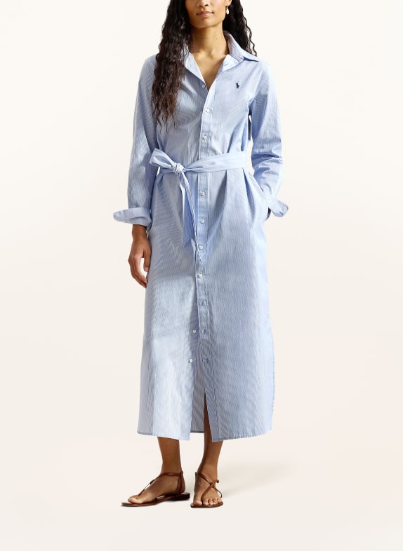 POLO RALPH LAUREN Košilové šaty MODRÁ / BÍLÁ