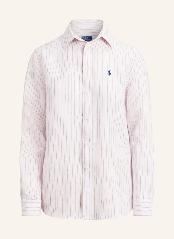 POLO RALPH LAUREN Hemdbluse aus Leinen HELLROSA / BLAU / WEISS