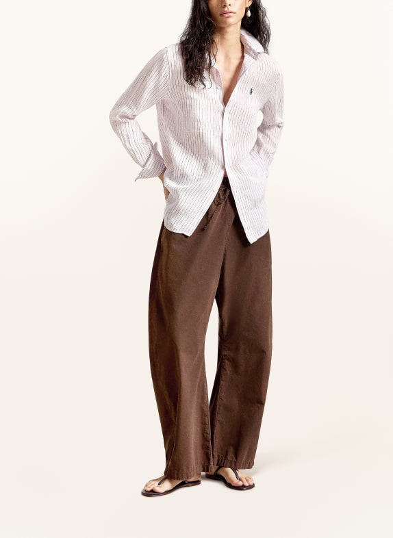 POLO RALPH LAUREN Linnen overhemdblouse ROSE CLAIR / BLAUW / WIT