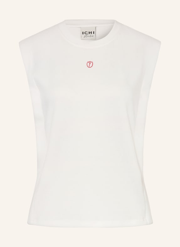 ICHI Top en maille IHLIBELLA BLANC / ROSE FUCHSIA