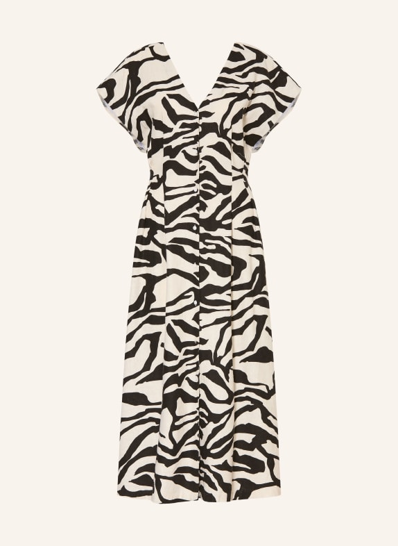 ICHI Sukienka IHLINNO z lnu CZARNY / KREMOWY