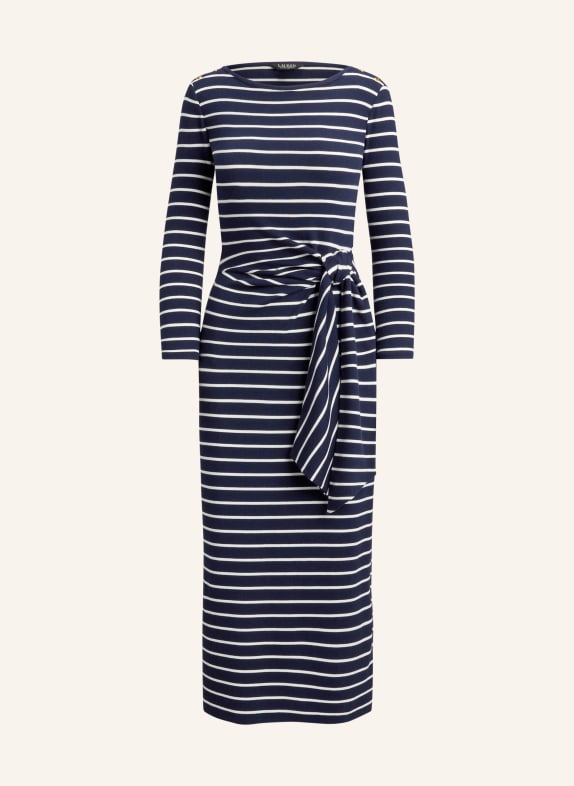 LAUREN RALPH LAUREN pletené šaty TMAVĚ MODRÁ / BÍLÁ