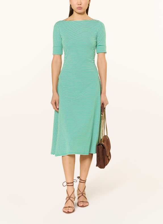 LAUREN RALPH LAUREN jerseyové šaty ZELENÁ / BÍLÁ