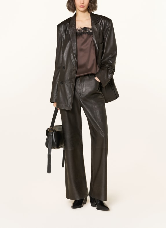 MRS & HUGS leren broek MARRON FONCÉ