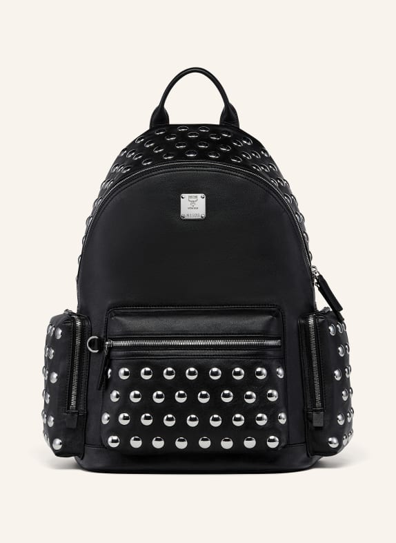MCM Rucksack STARK mit Nieten und Laptop-Fach SCHWARZ / SILBER