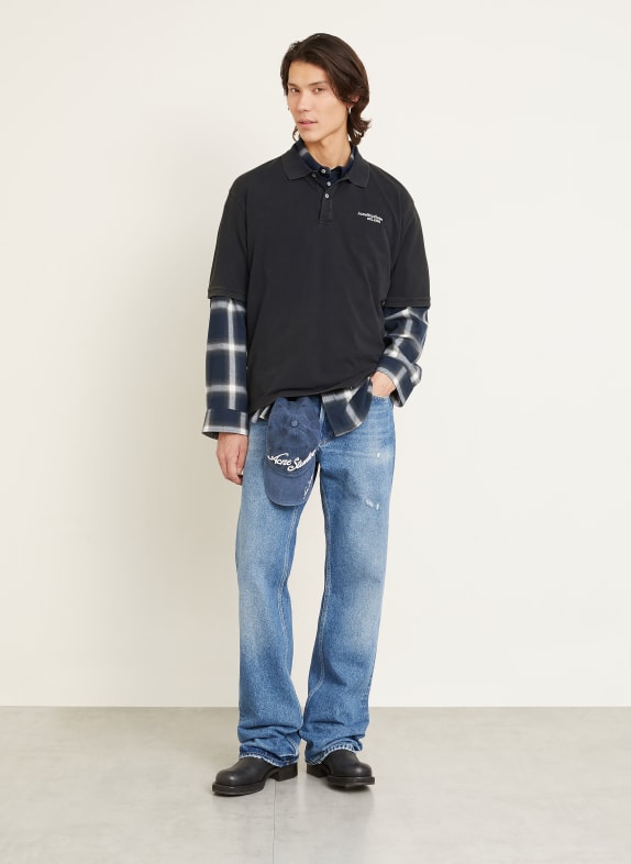 Acne Studios Koszulka polo z pikowanym wzorem CZARNY