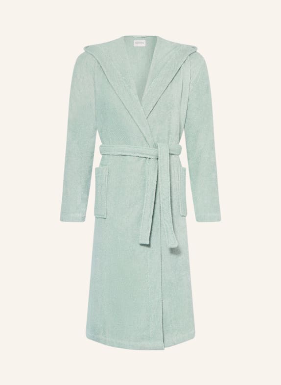 Marc O'Polo Women's hooded bathrobe LIGHT GREEN / WHITE