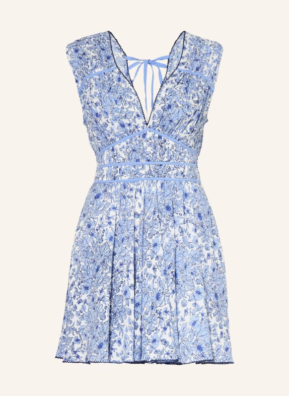 Poupette St Barth Strandkleid CIAO mit Plissees HELLBLAU / WEISS