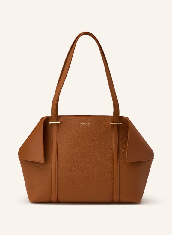 FERRAGAMO Shopper THE SCARF GRAINY BRAUN / GOLD