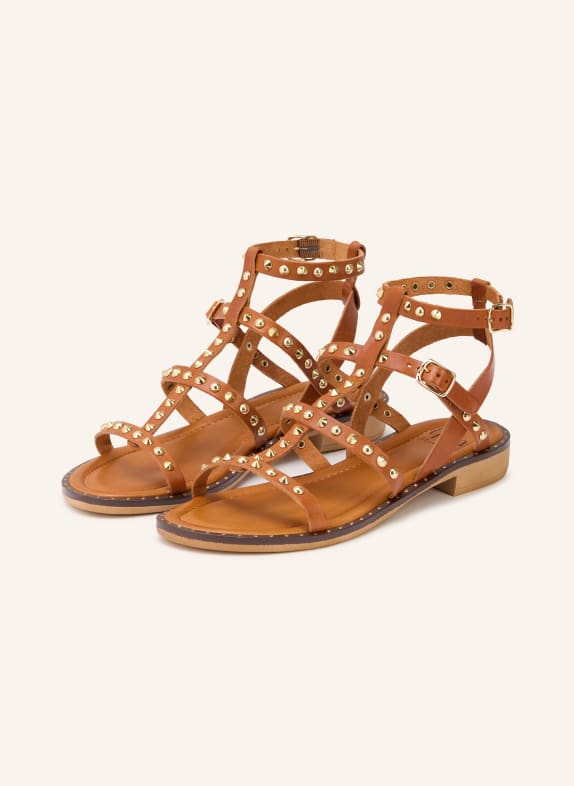 È MIA Sandalen mit Nieten BRAUN / GOLD