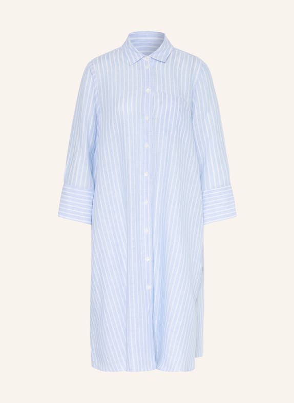 ROBERT FRIEDMAN Lněné šaty s 3/4 rukávy TMAVĚ MODRÁ / BÍLÁ