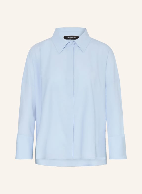 FABIANA FILIPPI Hemdbluse aus Merinowolle mit 3/4-Arm HELLBLAU