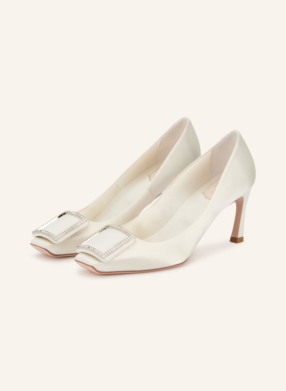 Roger Vivier Pumps TROMPETTE mit Schmucksteinen ECRU