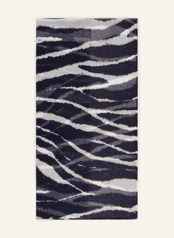 monari Scarf with gemstones DARK BLUE / CREAM / LIGHT GRAY