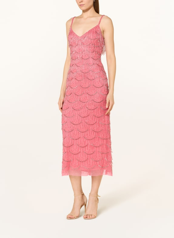 ADRIANNA PAPELL Cocktailkleid mit Schmuckperlen HELLROT