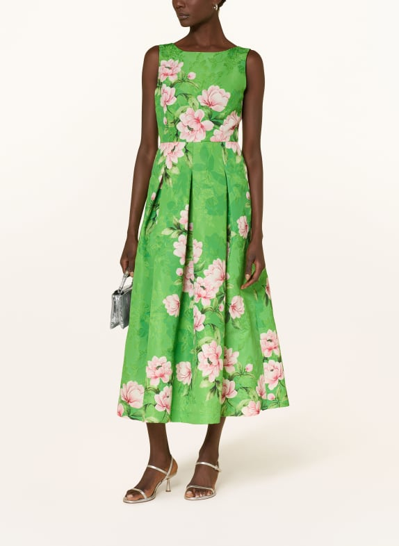 LUNATICA MILANO Jacquard-Kleid NEONGRÜN / HELLROSA / ROSA