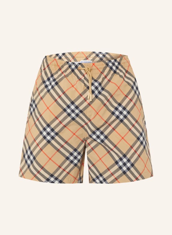 BURBERRY swim shorts BEIGE / LIGHT RED / BLACK