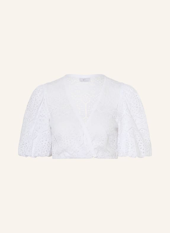 WALDORFF Dirndl blůza z krajky s otvory BÍLÁ