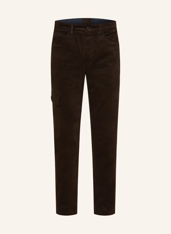 Grasegger TURIN slim fit cargo pants made of velvet DARK BROWN