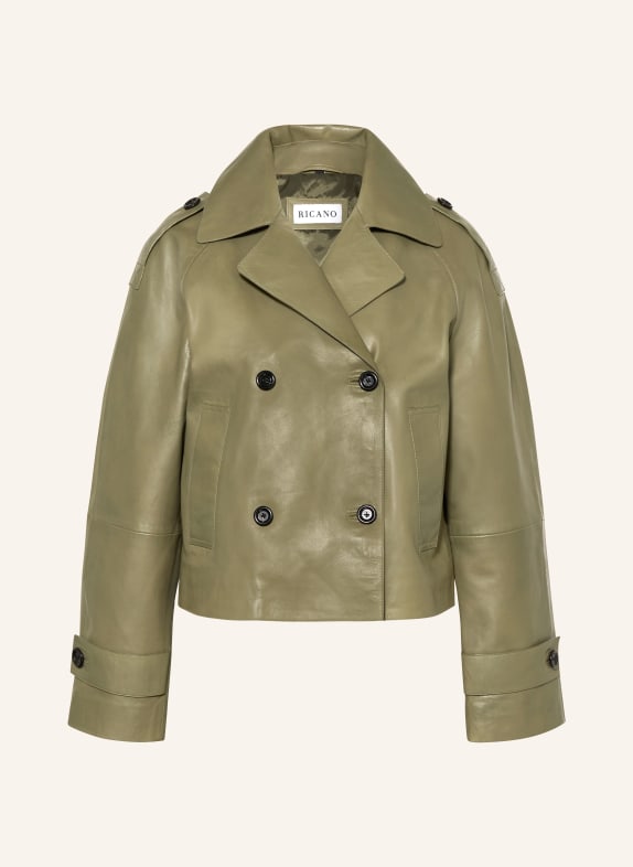 RICANO Skórzana kurtka trenczowa OLIWKOWY