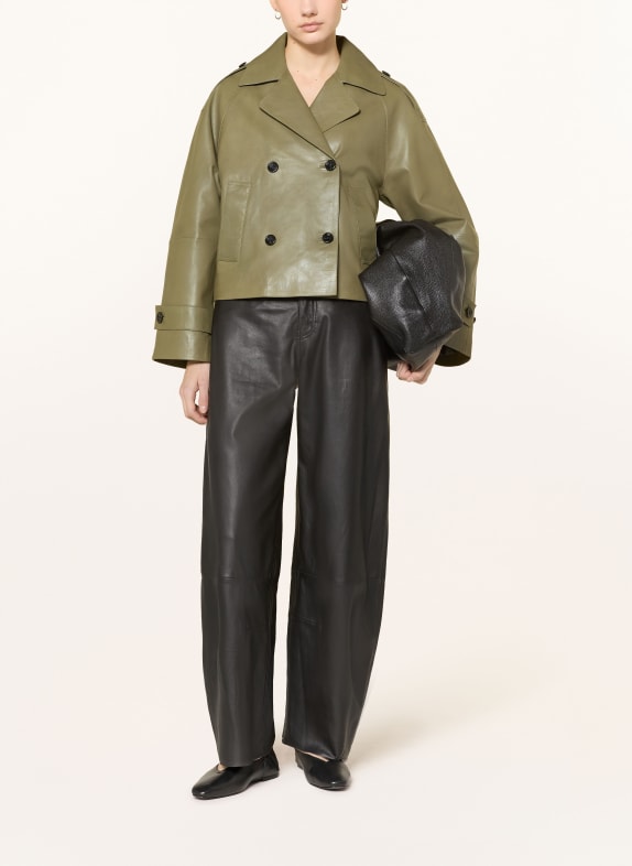 RICANO Skórzana kurtka trenczowa OLIWKOWY