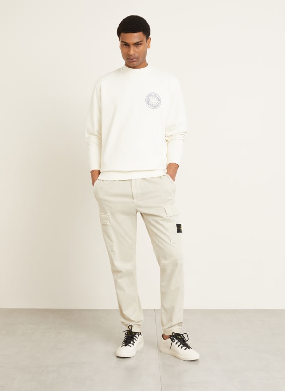 STONE ISLAND Sweatshirt OUTLINE COMPASS ECRU / BLAUWGRIJS
