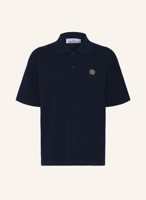 STONE ISLAND Strick-Poloshirt Loose Fit DUNKELBLAU