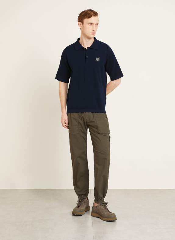 STONE ISLAND Gebreid poloshirt Loose Fit DONKERBLAUW