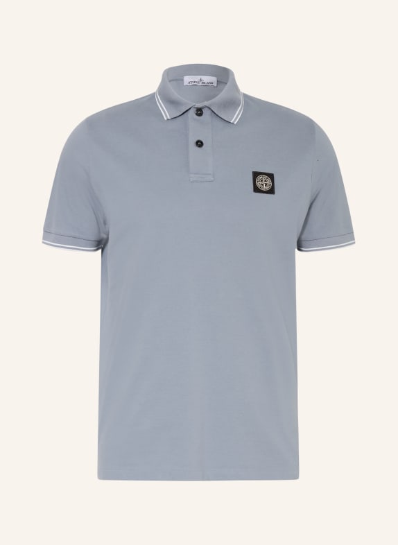 STONE ISLAND Piqué-Poloshirt HELLBLAU / WEISS