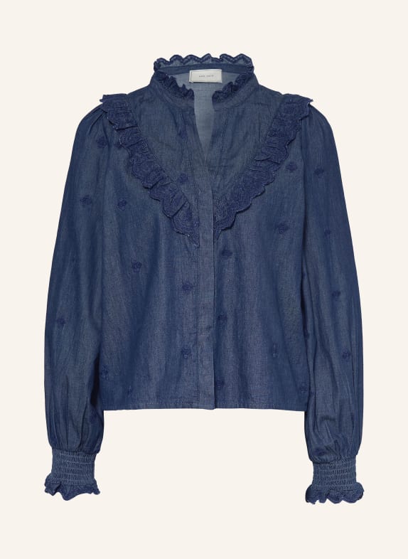 NEO NOIR Jeansbluse DEGAS mit Rüschen BLAU