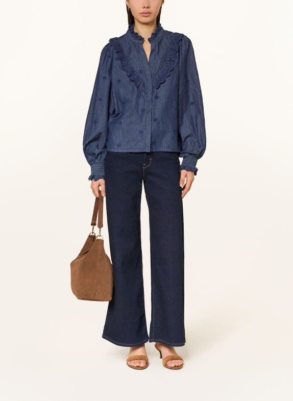 NEO NOIR DEGAS denim blouse with ruffles BLUE