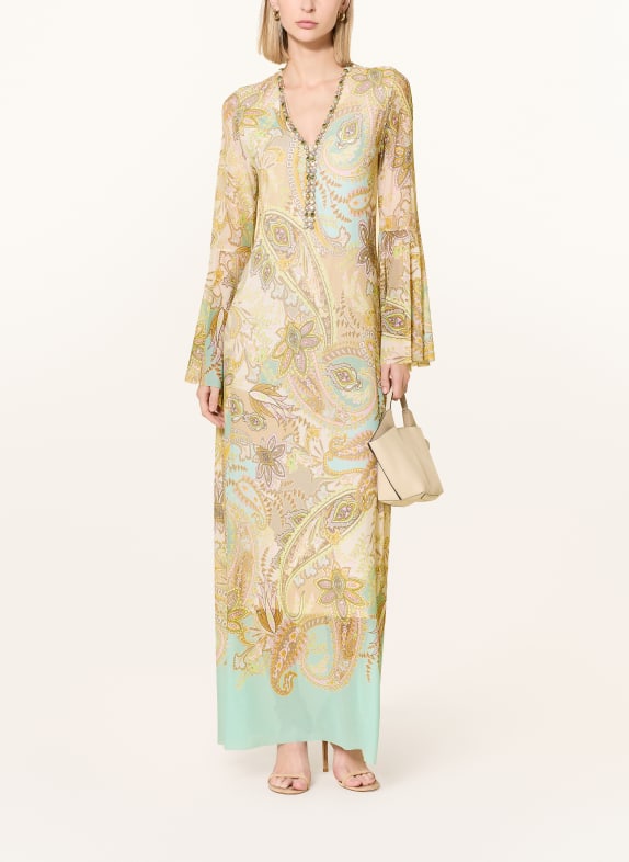 Ana Alcazar Mesh dress with gemstones MINT / PINK / DARK YELLOW