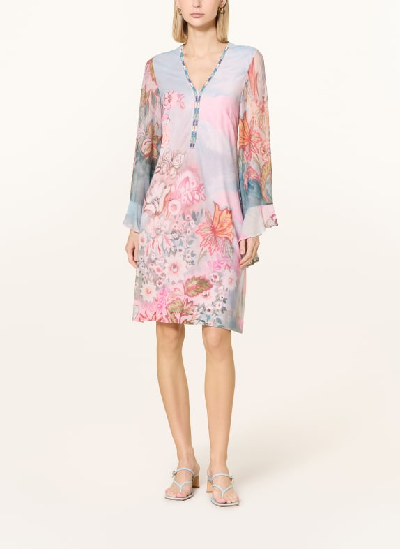 Ana Alcazar Mesh-Kleid mit Schmuckperlen BLAUGRAU / PINK / GRÜN