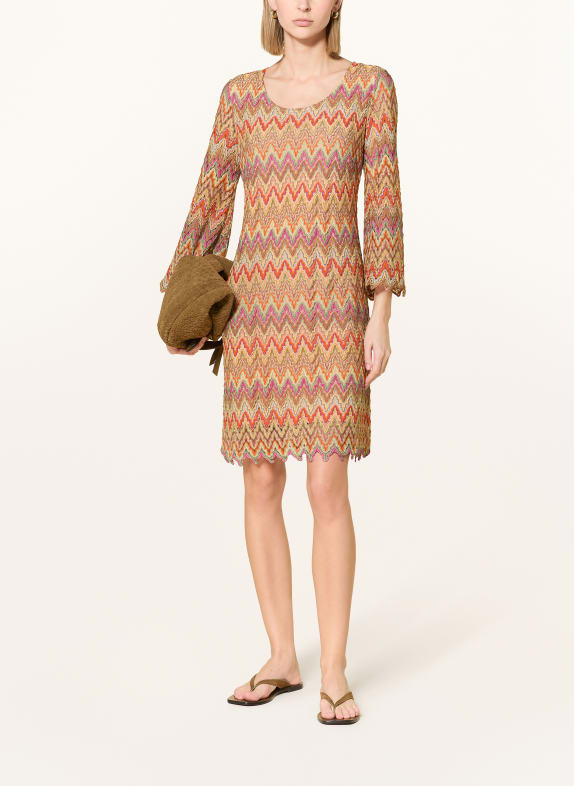 Ana Alcazar Robe avec fil pailleté ORANGE / BEIGE / ROSE FUCHSIA