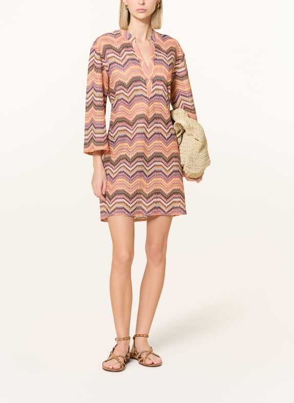 Ana Alcazar sukienka POMARAŃCZOWY / KREMOWY / FIOLETOWY