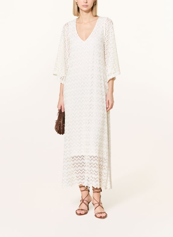Ana Alcazar Robe en dentelle à manches 3/4 ÉCRU