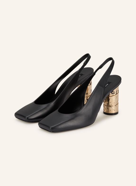 GIVENCHY Czółenka typu slingback CZARNY / ZŁOTY