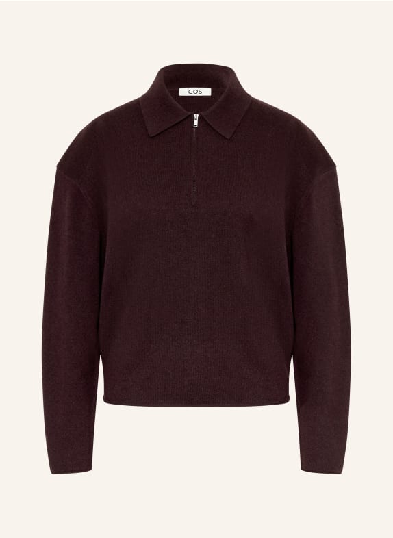 COS Dzianinowa koszulka polo CIEMNOCZERWONY