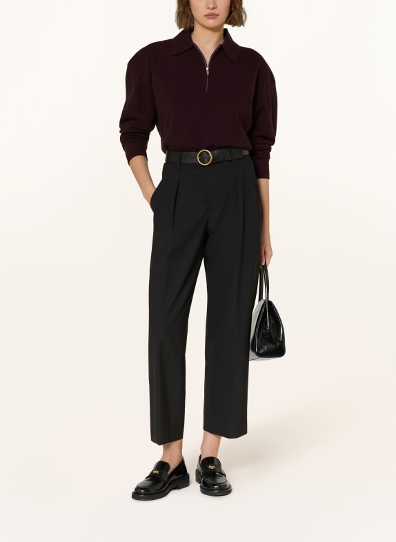 COS Gebreid poloshirt DONKERROOD