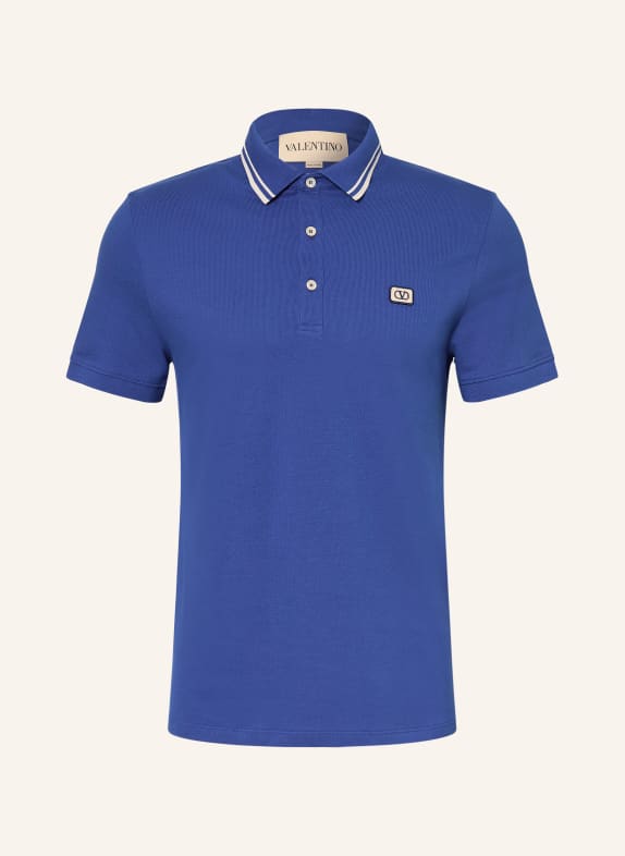 VALENTINO Koszulka polo z pikowanym wzorem VLOGO SIGNATURE NIEBIESKI