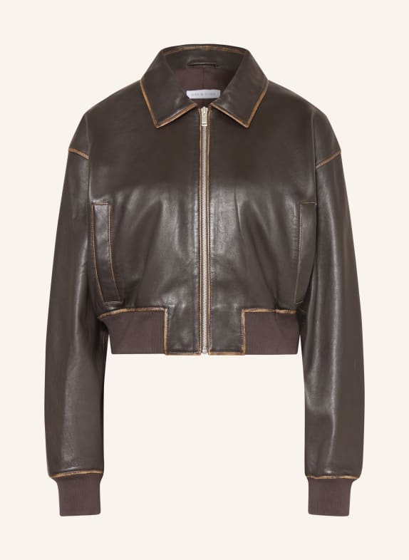 MRS & HUGS Lederblouson DUNKELBRAUN