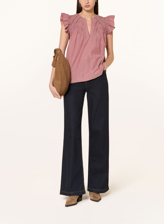 MOS MOSH MMWODA-blouse met gaatjes en ruches VIEUX ROSE