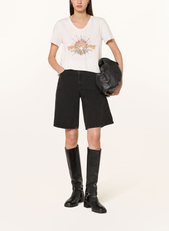 MOS MOSH T-shirt MMTONIA met sieradenparels en pailletten ECRU