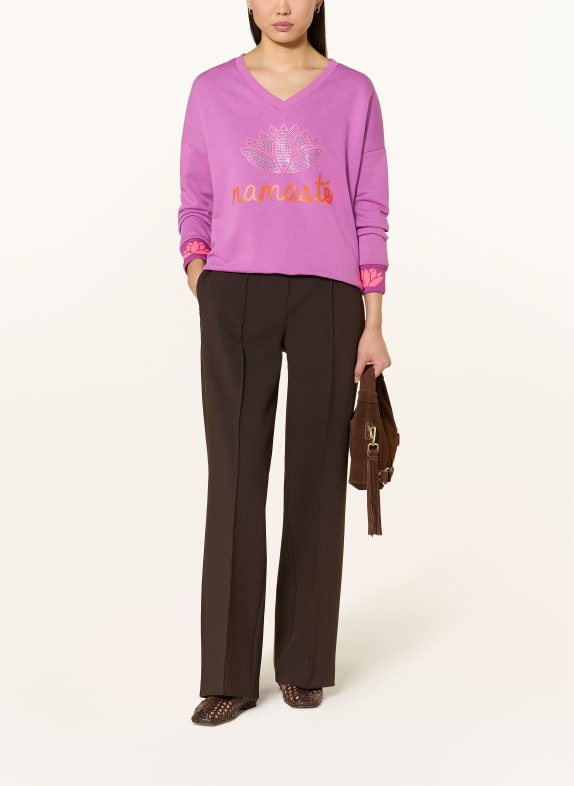 miss goodlife Oversized sweatshirt met sierstenen ROZE / NEONROZE / NEONORANJE