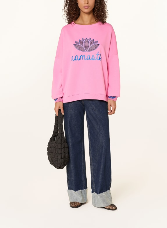 miss goodlife Sweatshirt met sierstenen ROZE / BLAUW